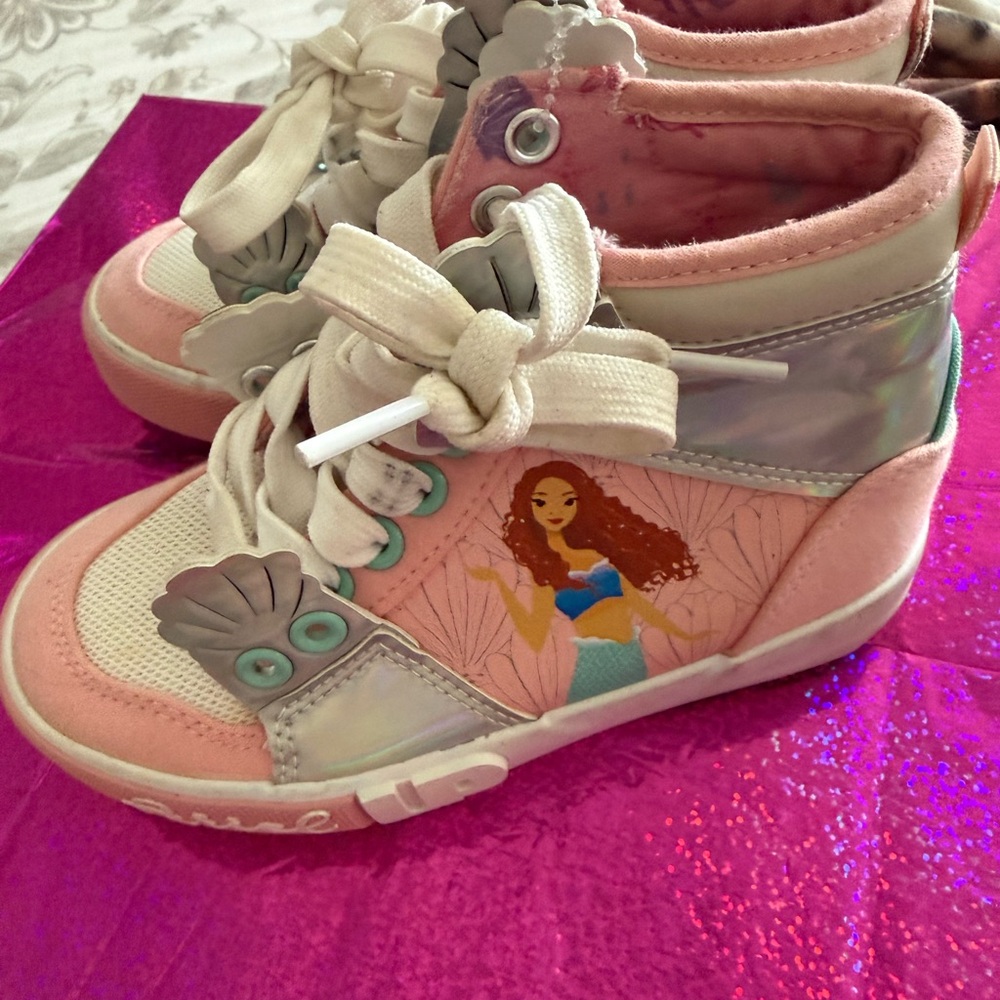 Kids Pink Mermaid High-Top Sneakers